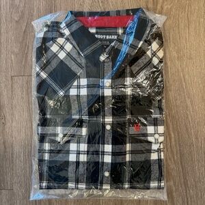 Boot Barn Black & White Plaid Button-Down Shirt